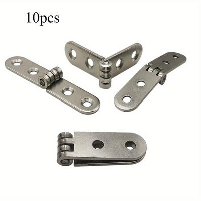 TEMU 10/12pcs Stainless Steel/black 180 Degree Foldable Hinge Practical Furniture Flexible Screw-on Hinges Strong Pressure Resistance Silvery Cabinet Door Hinge Household Image