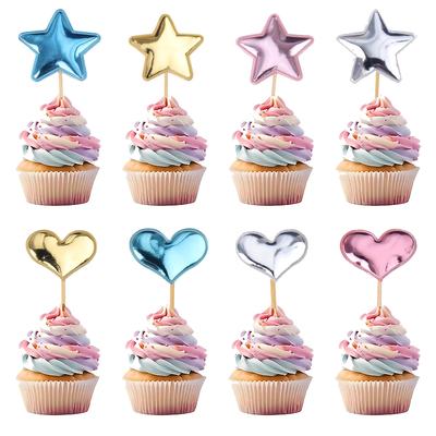 TEMU 40pcs Star & Love Cake Topper Decorations, For Cupcake Toppers And Birthday Cake Embellishments Image