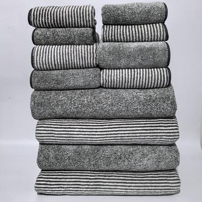 TEMU Charcoal Stripes 12pcs Set Thick 4 Hand Towels And 4 Body Towels 4 Face Towels 12pcs Towel Set, Super Soft Thick Towel, Absorbent Quick Towel, Essentials Suitable For Home Image