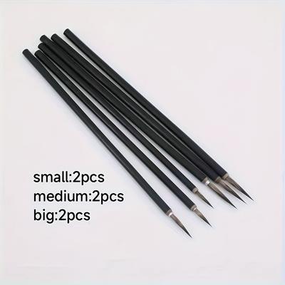 TEMU 6pcs Chinese Calligraphy Brushes, Ceramic Fine Brush, Badger Hair, Arts And Crafts, Painting Utensils, Calligraphy And Painting Pens Image
