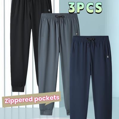 TEMU Men's Summer Sports Pants In -piece Set, Featuring Unique Zippered Pockets, Lightweight And Quick-drying Woven Joggers, In Multiple Colors, Casual With A Loose Fit And Tapered Cuffs. Image