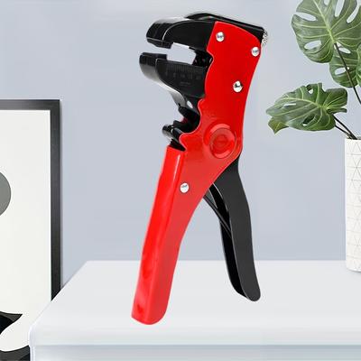 TEMU Red 2-in-1 Adjustable Cable Stripper & Crimping Tool, Metal Duckbill Pliers, Quick Wire Stripping, No Battery Required, Uncharged Image