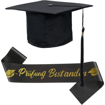 TEMU Lamek Exam Sash With Graduate Hat 2025 Graduation Decoration Set Black Golden Graduation Hat Sash Abi Gift For Doctor Bachelor Master Graduation Ceremony Image