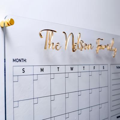 TEMU Customizable Planner Wall Calendar - Personalized Family & Office Organizer With Golden Accents, Clear Acrylic Weekly Planner Board For Use, Calendar Organizer Planner Image