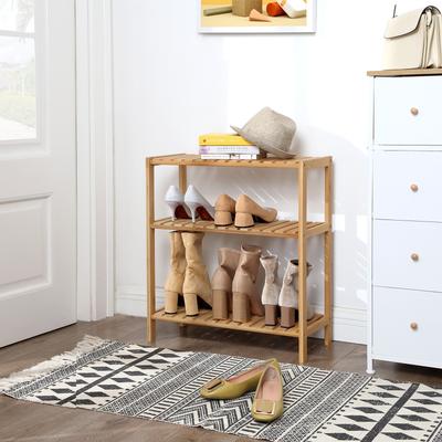 TEMU Songmics 3-tier Bamboo Storage Shelf - & Decorative, 26x60x66cm, Ideal For Bathroom, Kitchen, Living Room - Features Open Shelves For Plants, Image