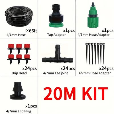 TEMU Automatic Micro-drip Irrigation System With 5 Meters Adjustable Watering Belt, Sprinkler Kit For Garden Hoses And Threaded Garden Hose - No Battery Required Image