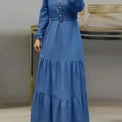 TEMU Fashionable And Elegant Belted Long-sleeve Shirt Dress For Plus-size Women. Image