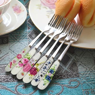 TEMU 6/12pcs Stainless Steel Coffee Spoons With Ceramic Handles - Elegant Rose For Mixing Sugar, Honey, Ice Cream, Soup - Durable Kitchen & Dining Accessories For Office, Afternoon Tea, Entertaining Image
