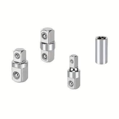 "TEMU 4pcs Socket Adapter Set | 1/4", 3/8", 1/2" Drive Size Converter With Dual-ended Heads | Sae & Metric Hex Bit Compatibility For Power Drills & Wrenches, Asdtodw" Image