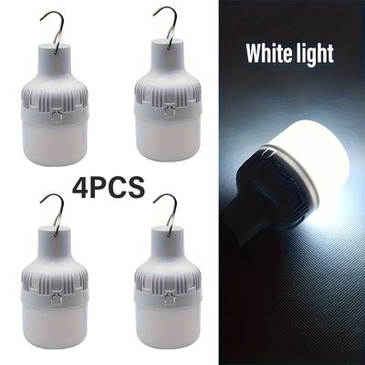 TEMU 4pcs Led Outdoor Hand Lamp, Rechargeable Led Flashlight, Outdoor Hand Lamp, Hand Lamp With Hook, White/warm White Light, For Camping, Hiking, Night Fishing, Emergency Lighting, Stalls Image