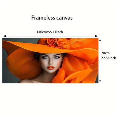 TEMU 1pc 27.55inch*55.11inch/ 70cm*140cm With A Hat Canvas Painting Art For Living Room Poster For Bedroom And Living Room Decoration Cuadros Image