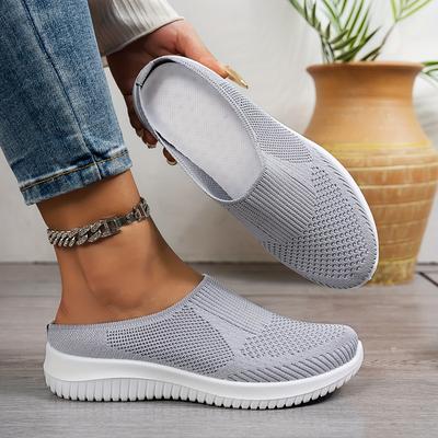 TEMU Women's Slip-on Walking Sneakers - Soft Sole, Casual & Versatile, Non-slip Durable Fabric, Round Toe Low-, Shoes, Black, Ladies Shoe Image