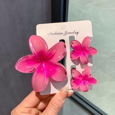 TEMU Three-piece Set Of New -border Egg Flower Hair Clips, European And Colorful Floral Claw Clip For Women's Side Grab Half-grab Back Shark Image