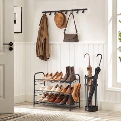 TEMU Songmics Shoe Rack With 3 Shelves, Stackable Shoe Organizer, For Up To 12pair Of Shoes, Made Of Steel, 68.5 X 27.5 X 49.5cm, For High Heels, Sneakers, Slippers, Black Image