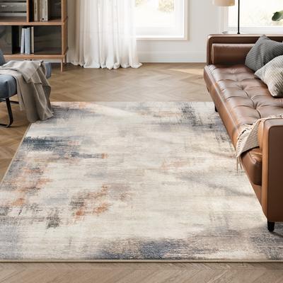 TEMU Rug, 160 X 230 Cm, Living Room Rug, Non-slip Carpet, Modern Abstract Style, For Living Room, Kitchen, Hallway, Dining Room, Machine Washable, Camel Brown Image