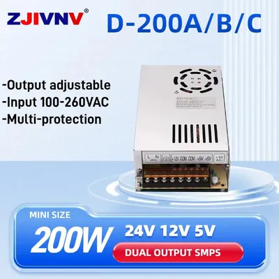 Dual-Ausgang 200 W Schaltnetzteil zwei Gruppen Ausgangsspannung AC-DC SMPS D-200A/B/C 12 V 24 V 5 V Image