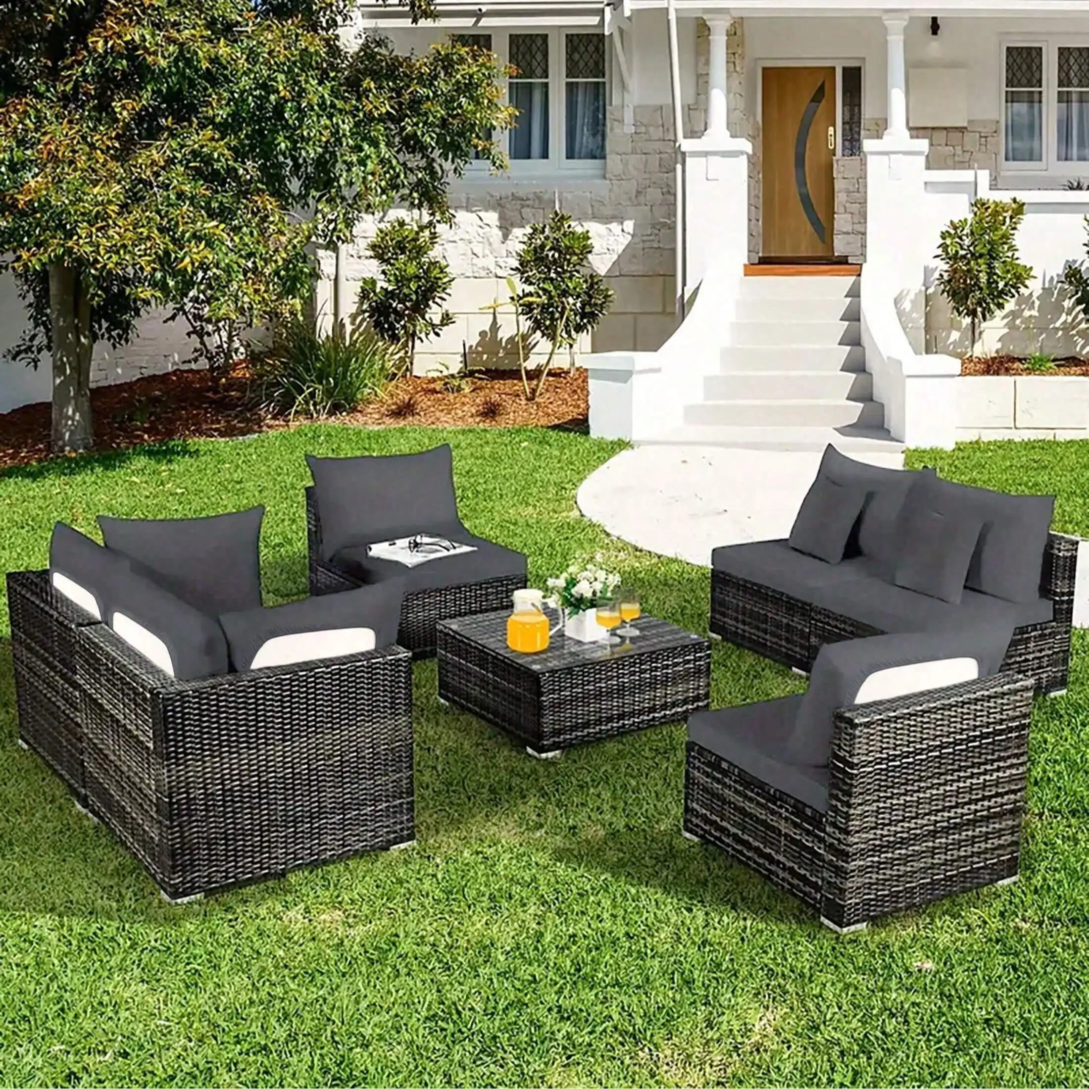 Outdoor-Sofakissenbezüge mit tropischem Muster – rutschfeste Möbelschoner, Ersatz für einzelne Sitzkissen Image