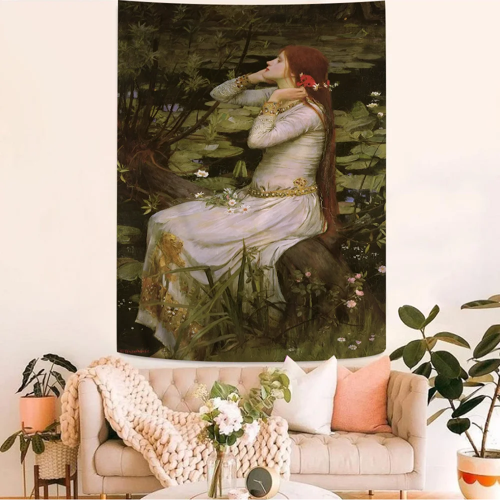 John William Water house Anime Tapisserie Hippie Blume Wandteppiche Wohnheim Dekor billige Hippie Wandbehang