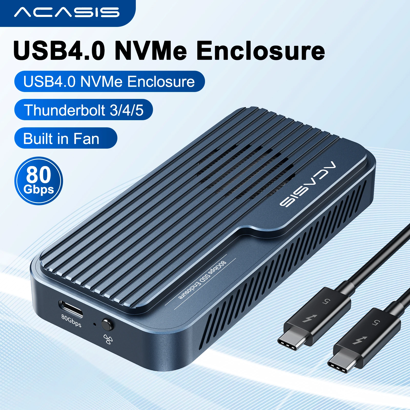 Acasis 80 Gbit/s USB4 M.2 NVMe SSD-Gehäuse Thunderbolt 5 USB-C NVME SSD-Gehäuse kompatibel mit Thunderbolt 3/4/5 für Mac M4 MacBook Image