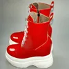 US 11 Pumps Schuhe Damen Große Größe 47, Lackleder, Keile, hoher Absatz, Schneestiefel, runde Zehen,
