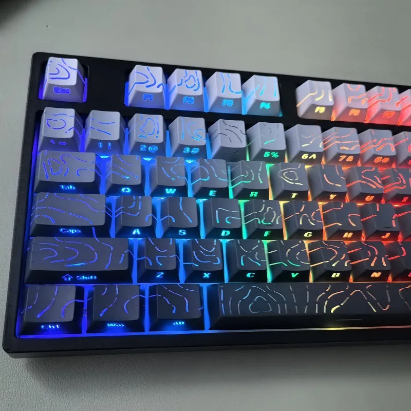 Contour Line Keycaps 4.0 Double Shot Side Print PBT OEM-Profil Hintergrundbeleuchtete Contour-Tastenkappen ISO-Layout für mechanische Tastatur Image