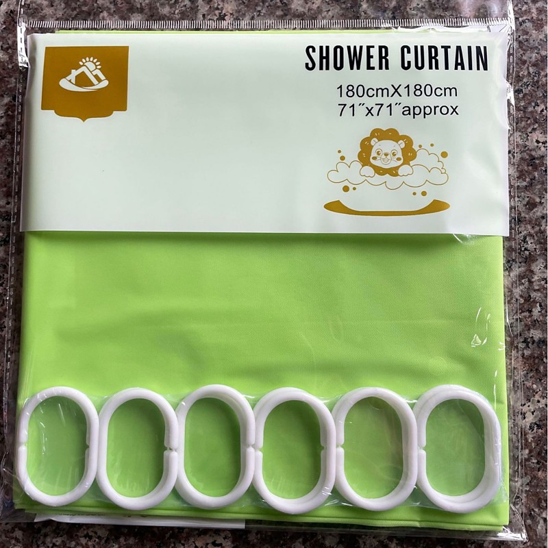 Shower Curtains Mould Proof Resistant, Waterproof PEVA Shower Curtain Heavy Duty Bathroom Curtains, With White 12 Plastic Hooks, 180cm x 180cm