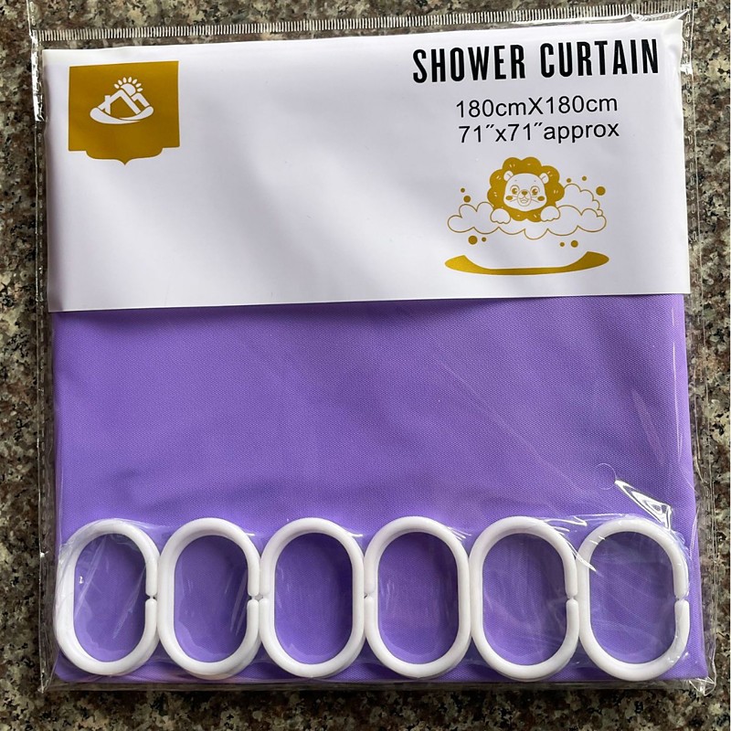 Shower Curtains Mould Proof Resistant, Waterproof PEVA Shower Curtain Heavy Duty Bathroom Curtains, With White 12 Plastic Hooks, 180cm x 180cm