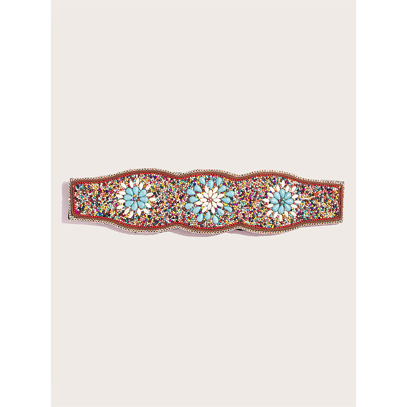 Women's Bohemian Handmade Beaded Belt, Stretch Elastic Band with Tassels and Charms - Women's Colorful Embroidered Design, Perfect for Beachwear, Festivals and Summer Occasions