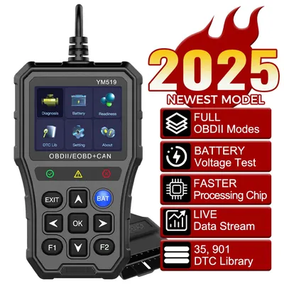 YM519 Check Engine System OBD2 Code Reader Multi-language Code Reader Battery Tester Fault Code