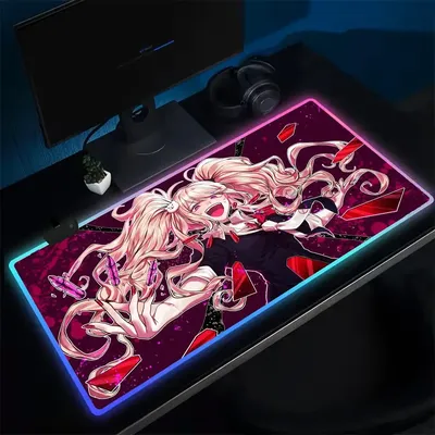 Gamer D-Danganronpa Mouse Pad Anime Gaming Mouse Pad LED Table Pads Backlit Rubber Desktop XXL