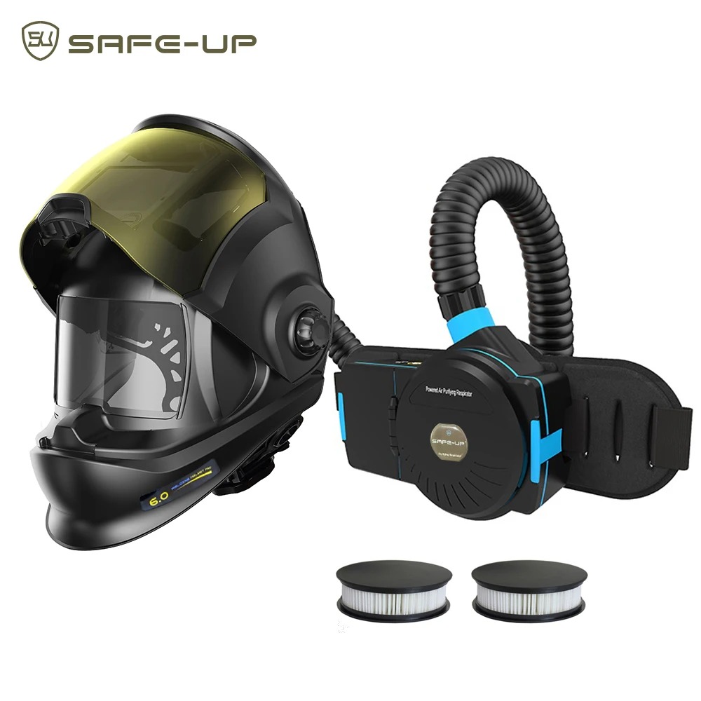 SAFEUP CE 1/1/1/1 Casco per saldatura professionale Alimentato Purificazione dell'aria Vero colore Oscuramento automatico Maschere per saldatura Rimozione della polvere