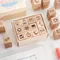 12 pièces/boîte Mini tampon de dessin animé bricolage tampons en caoutchouc en bois pour