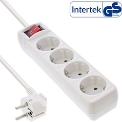 InLine® Steckdosenleiste, 4-fach Schutzkontakt, mit Schalter, weiß, 5m Image