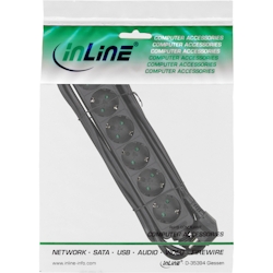 InLine® Steckdosenleiste, 6-fach Schutzkontakt, schwarz, 5m Image
