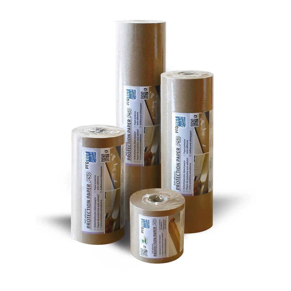 Protect stick & cover Abmessung 75 mm x 50 m Abdeckpapier selbsthaftende vollflächig Abkleben Malerarbeiten Streichzubehör Kraftpapier stick cover Sch Image