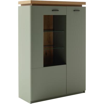Highboard MCA FURNITURE "MONIZ Highboard", salbei grün, B:98cm H:144cm T:38cm, Holzwerkstoff, Glas, Sideboards, Hochkommode,Kommode,Eiche,Salbeigrün,2 Türen,gedämpft,Breite 98 cm Image