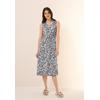 Midikleid CECIL, Damen, Gr. S (38), US-Größen, weiß (vanilleweiß), Stoff, 100% Viskose, unifarben, casual, comfort fit wadenlang, V-Ausschnitt, ohne Ärmel Bündchen, Kleider, mit Volant
