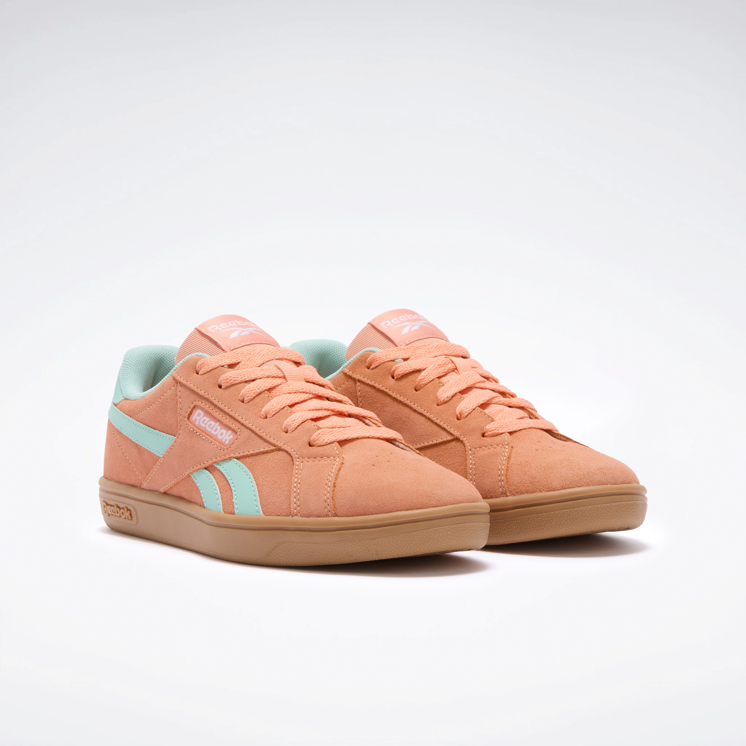 Sneaker REEBOK CLASSIC "REEBOK COURT RETRO", Damen, Gr. 37,5, sunkissedorange, glitchaqua, gum, Synthetik, Textil, Schuhe Sneaker