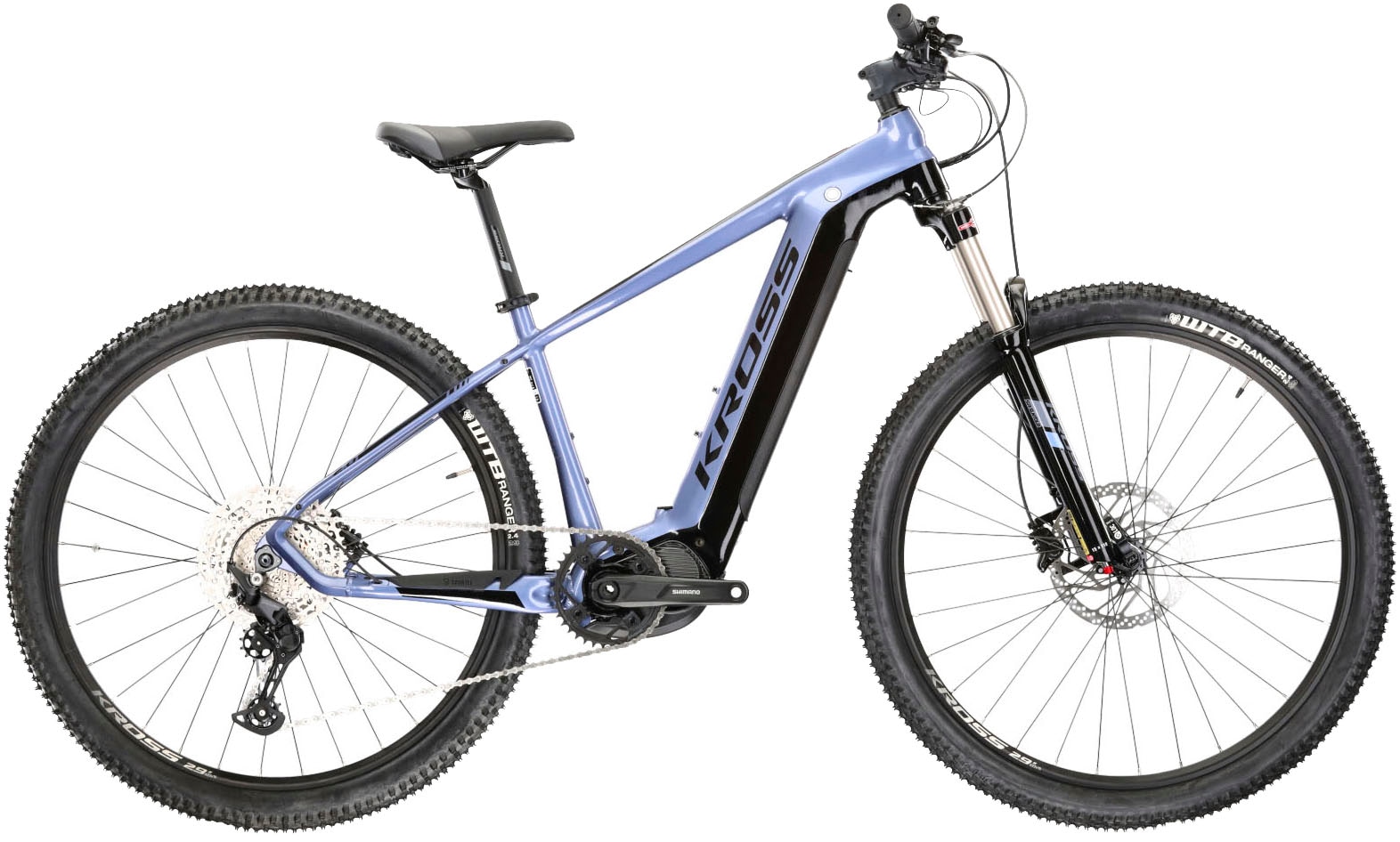 E-Bike KROSS "E-MTB Level Boost 2.0 500 29 Zoll blau" Gr. 46, blau (blau, schwarz), Elektrofahrräder, 46cm, 29 Zoll (73,66cm), Pedelec, Elektrofahrrad für Damen und Herren Image