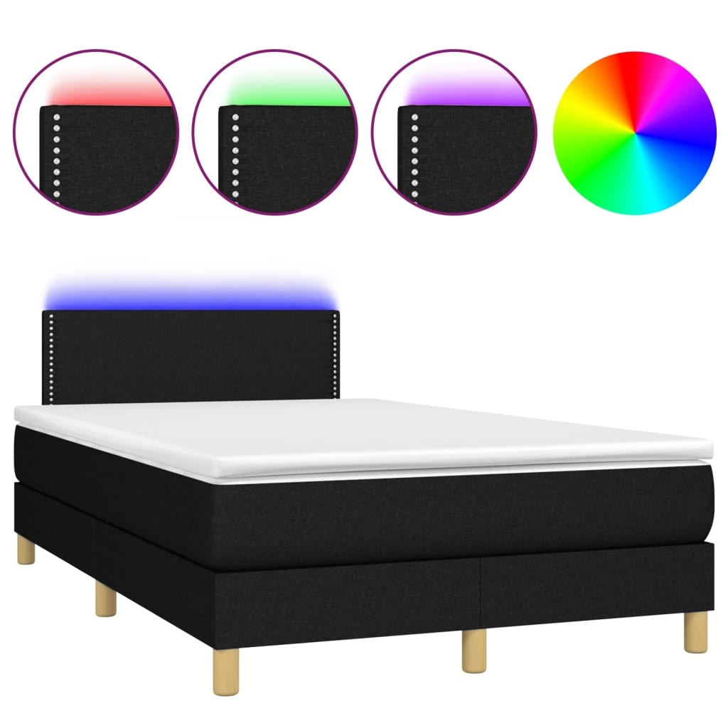 vidaXL Boxspringbett mit Matratze & LED Schwarz 120x190 cm Stoff Image