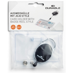 Durable Ausweishülle mit Jojo Style für 1 Betriebsausweis im Querformat schwarz Packung mit 10 Stück Image