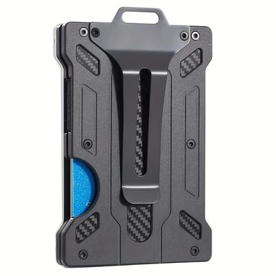 TEMU 1pc Aluminum Alloy Rfid Blocking Card Holder - Large Capacity Metal Wallet With Workstation Tag, Sleek For Front Pocket Or Id Badge, Multi-functional Credit Card Case For Men, Image