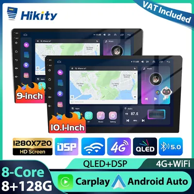 Hikity 8Core 8 128g Autoradio 9 '/10.1' 2din Multimedia-Player 4g WLAN Carplay Android Auto GPS Ai Voice DSP RDS BT Car Audio