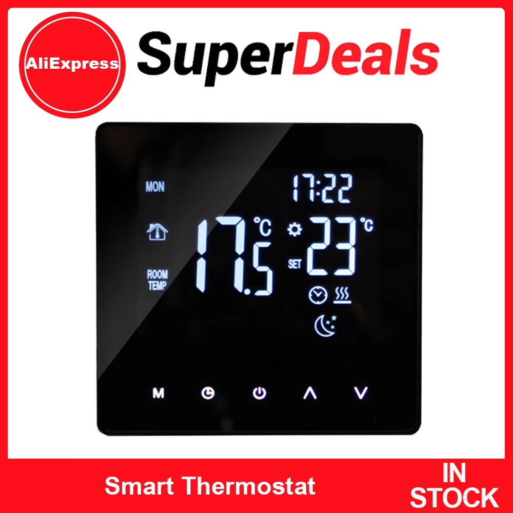 Intelligenter Thermostat-Temperaturregler für Warmwasserbereitung, LCD-Display, Touchscreen, Woche, programmierbare App-Steuerung, Fußbodenheizung Image