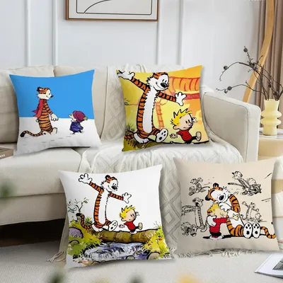 Bequeme, niedliche, weiche Manga-Kissen- und Cartoon-Hülle für H-Hobbes Sofa C-Calvin Wohnzimmer Image