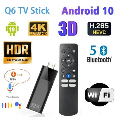 Smart TV Stick Android 10 BT 5.2 4K HDR10 2 GB 16 GB Q6 TV Android Dual Wifi 4G 5G Sprachfernbedienung Smart TV Stick