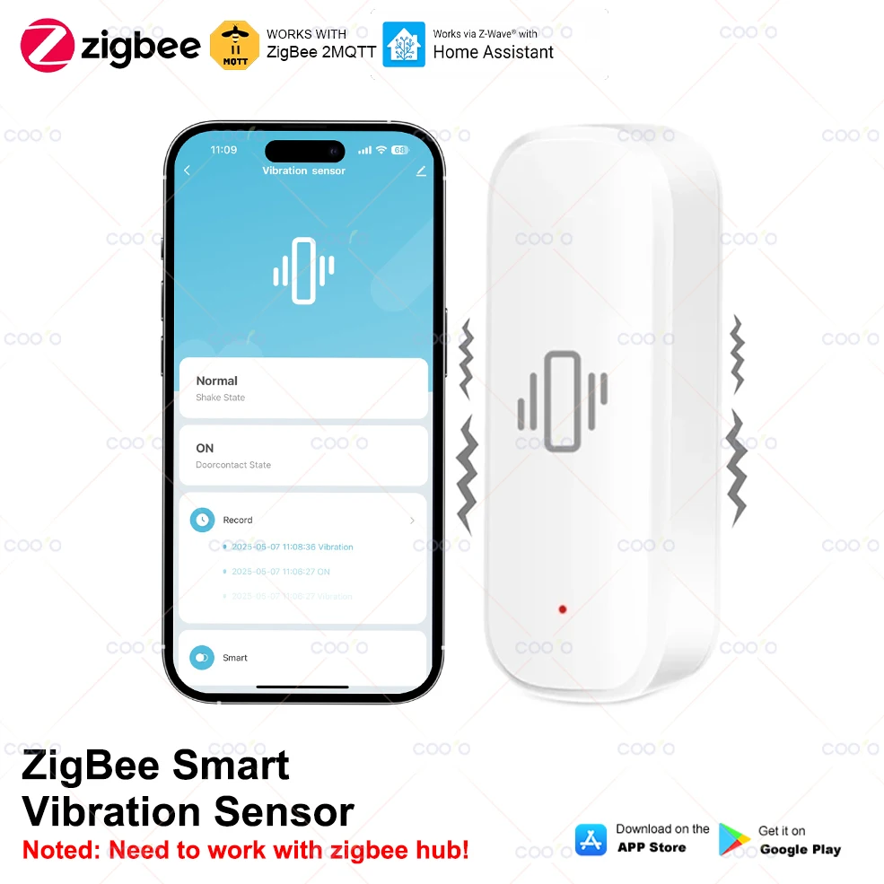 Smart Vibration Sensor ZigBee Sensor Monitor App Steuerung Sicherheit Schutz Zigbee Sensor Motion Shock Alarm Unterstützung Z2M Image