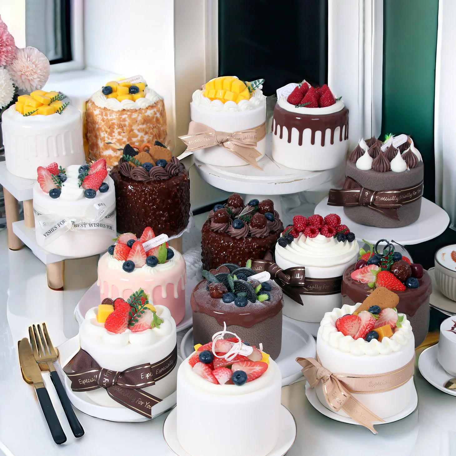 4 zoll Simulation Geburtstag Kuchen Modell Gefälschte Obst Creme Kuchen Fotografie Requisiten Geburtstag/Hochzeit Party Dessert Ornamente Wohnkultur Image