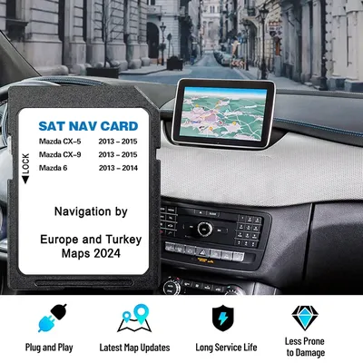 Sat Nav für Mazda 6 CX5 CX9 2024, Navigationskarte, Version, EU, Türkei, UK, GPS-Kartenversion, Navi-Software-Update, Speicherkarte Image