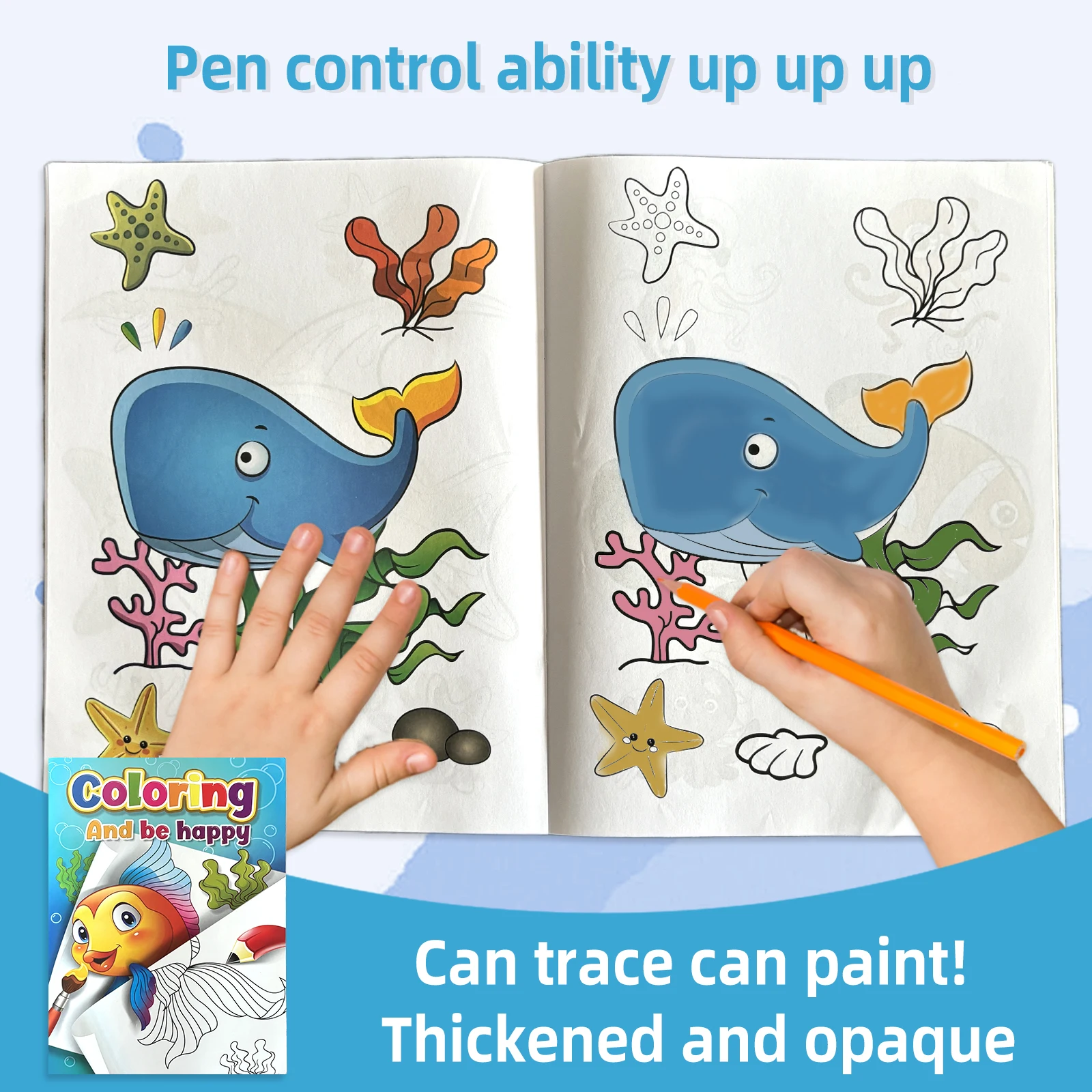 „Malen und glücklich sein“ Malbuch für Kinder – Meer – Thema, Spark Creativity Image